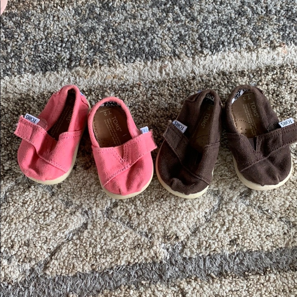 Pink and Brown Baby Toms Shoes.  Bundle